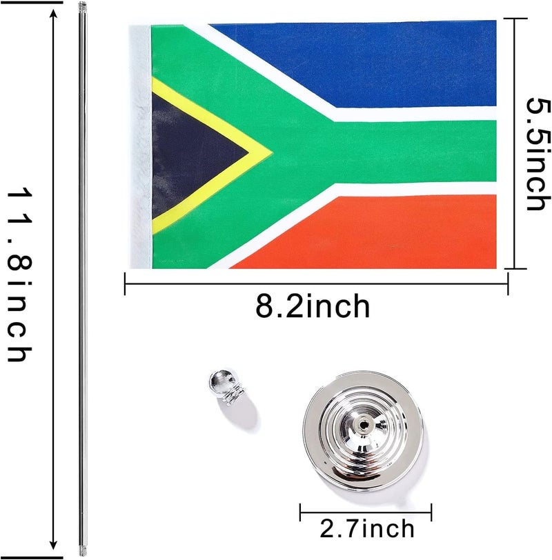 WXTWK 2 Pack South Africa Flag South African Desk Flag Small Mini South African Table Flags With Stand Base,Home Office Festival Events Celebration Decorations - Image 2
